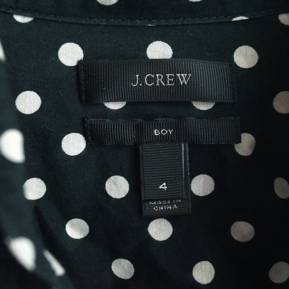 J. Crew boy fit navy polka dot blouse - Picture 3 of 5